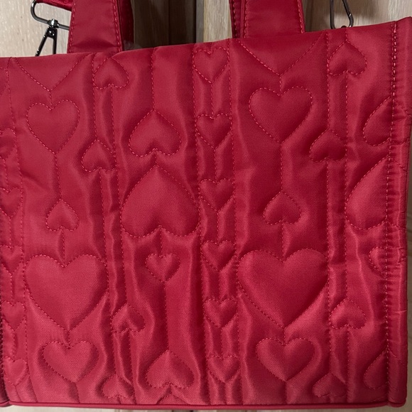 NEW Betsey Johnson Red Quilted Shoulder Bag with Teddy Charm - Picture 12 of 16